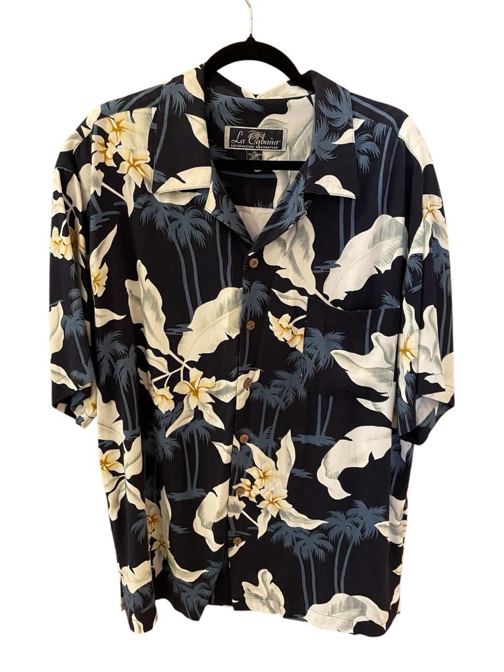 La Cabana Men’s Short Sleeve Rayon Hawaiian Camp Shirt Tropical Floral XL